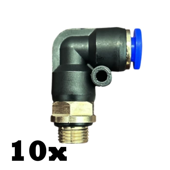 10x Conexão Pneumática Cotovelo Rosca 1/8 Bsp Tubo 6mm