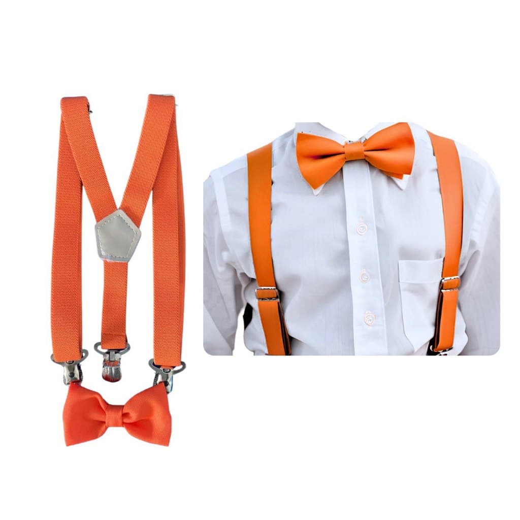 Kit Suspensório E Gravata Borboleta Juvenil Laranja 10 a 17 anos e Outras Cores Pajem Formando Batizado Formatura Festa