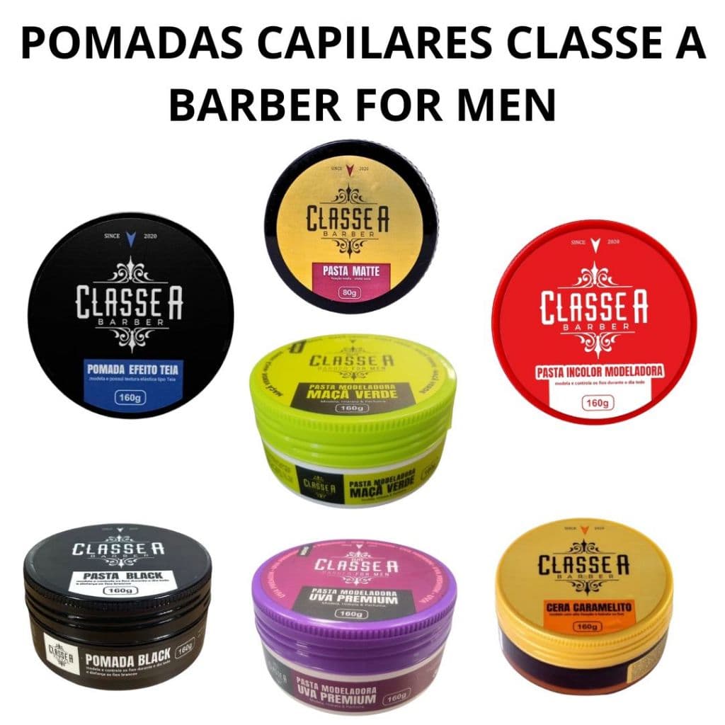 KIT C/ 2 PASTAS POMADAS CREME CLASSE A INCOLOR, CARAMELO, BLACK, TEIA, MATTE, UVA, MAÇÃ VERDE
