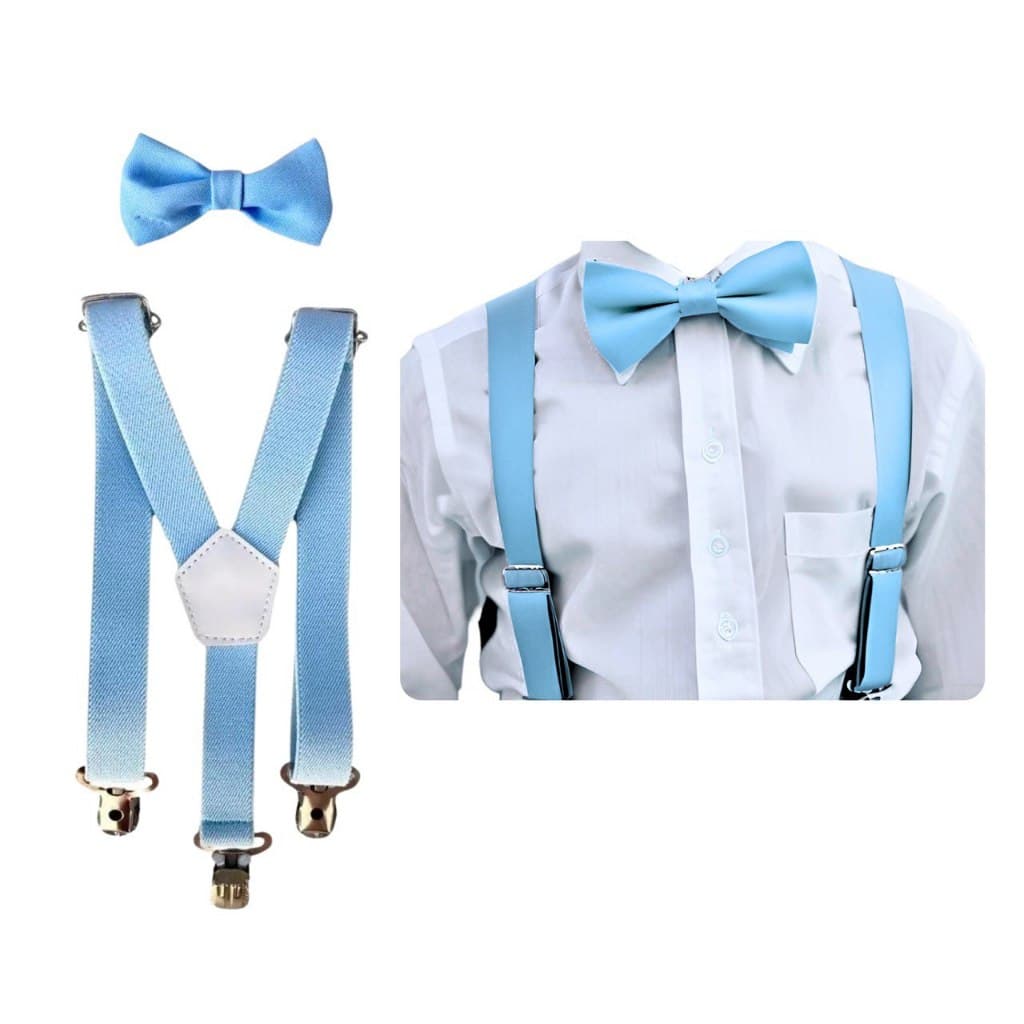 Kit Suspensório E Gravata Borboleta Juvenil Azul Bebê 10 a 17 anos e Outras Cores Pajem Formando Batizado Formatura
