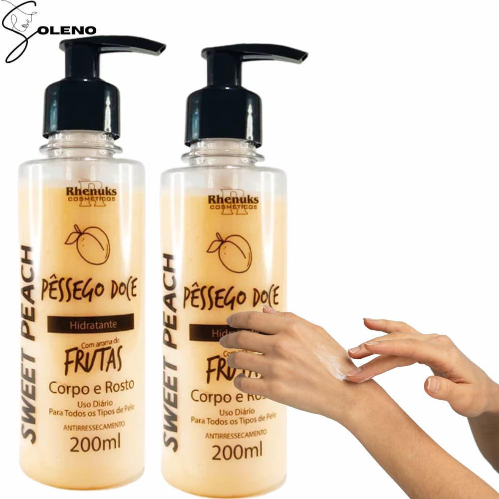Kit 2 Cremes Hidratantes Pessego Doce Proteção Nutrição Dermatologicamente testado