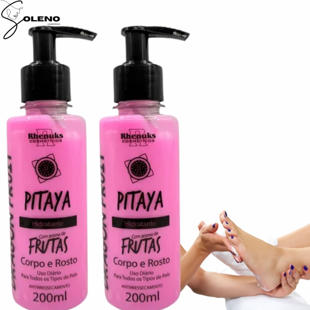 Kit 2 Cremes Hidratantes Pitaya Proteção Nutrição Dermatologicamente testado Pele Sedosa 200ML