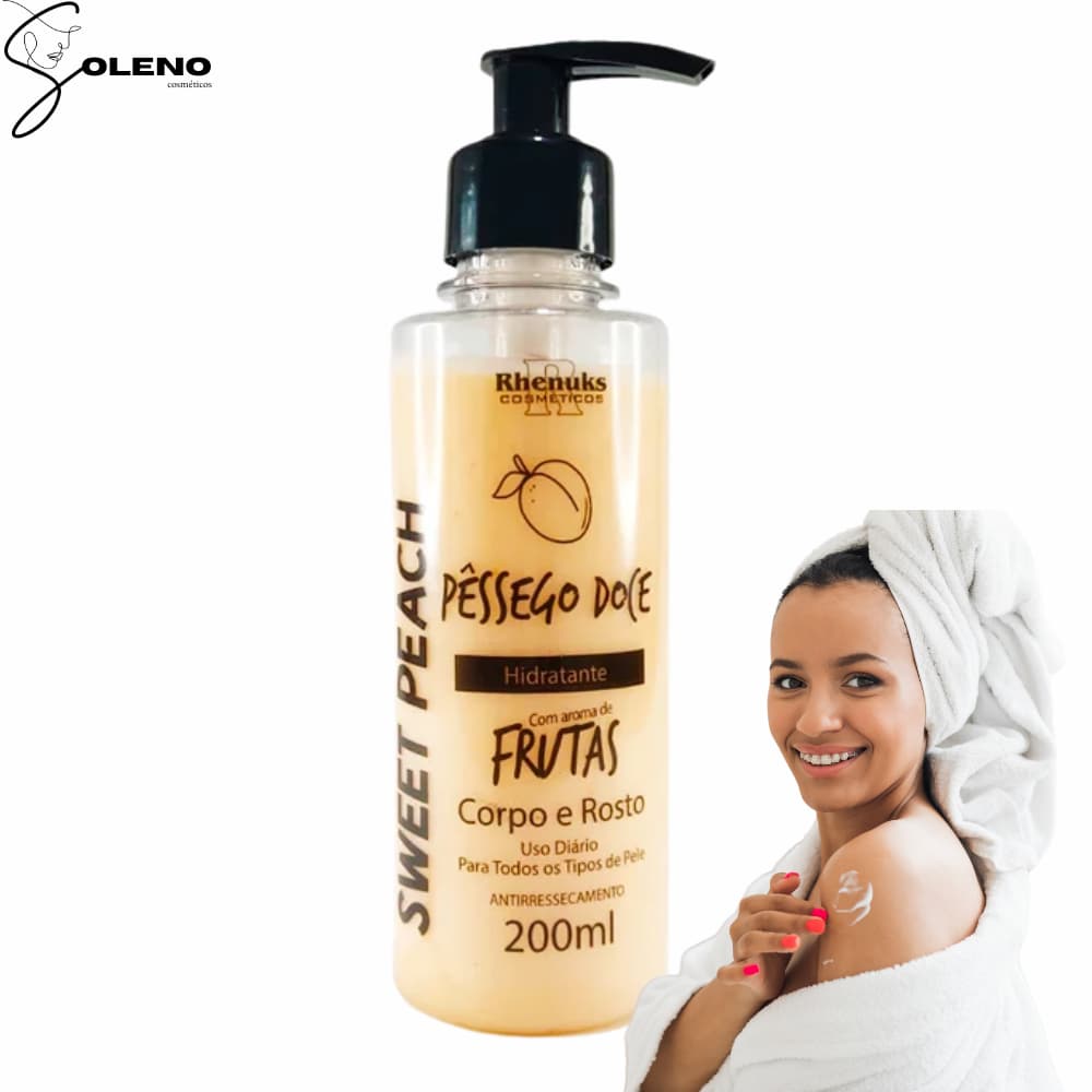 Creme Hidratante Corporal Pessego Doce Nutritivo e Cheiroso com Rejuvenecimento Pele Sedosa Macia