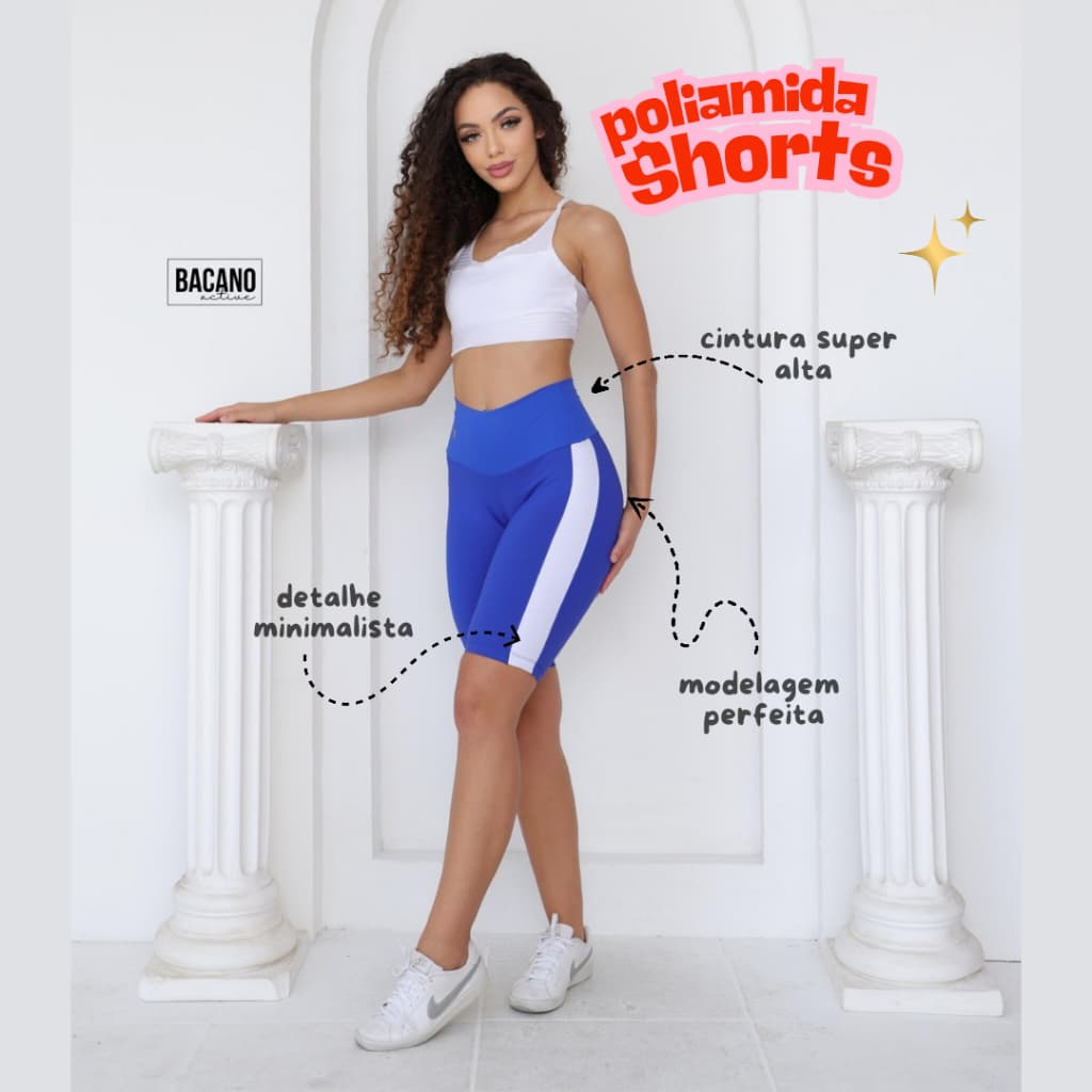 Shorts biker academia fofo com listras laterais brancas, cintura extra alta, qualidade premium