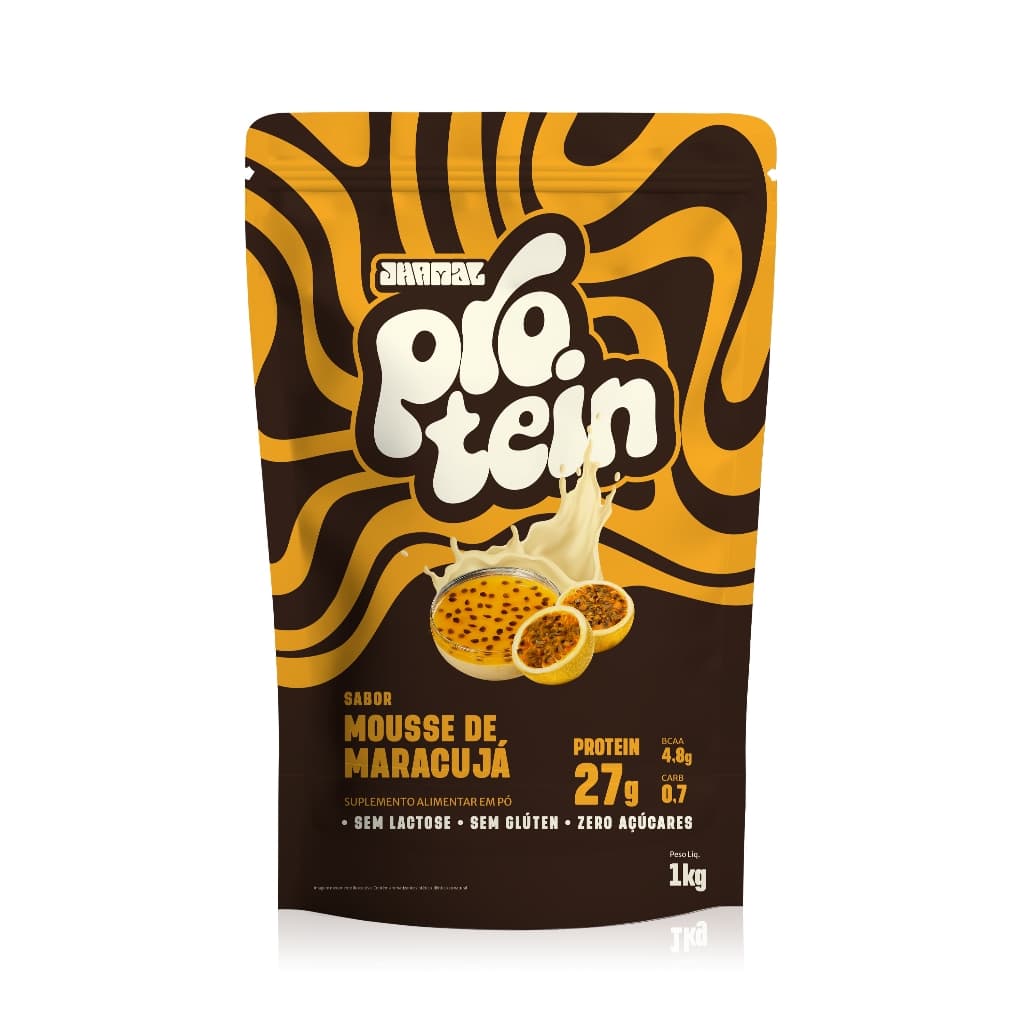 Suplemento Protein Mousse de Maracujá 1kg - Vegano - Ganho Muscular e Sabor Cremoso - Jhamal