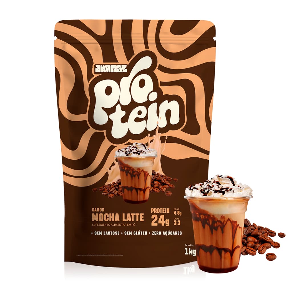 Suplemento Protein Mocha Latte 1kg - Ganho Muscular e Sabor Cremoso - Vegano - Jhamal