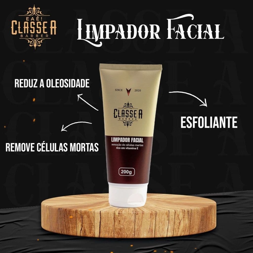 LIMPADOR FACIAL CLASSE A BARBER FOR MEN – LIMPEZA PROFUNDA, FRESCOR E CUIDADO NATURAL