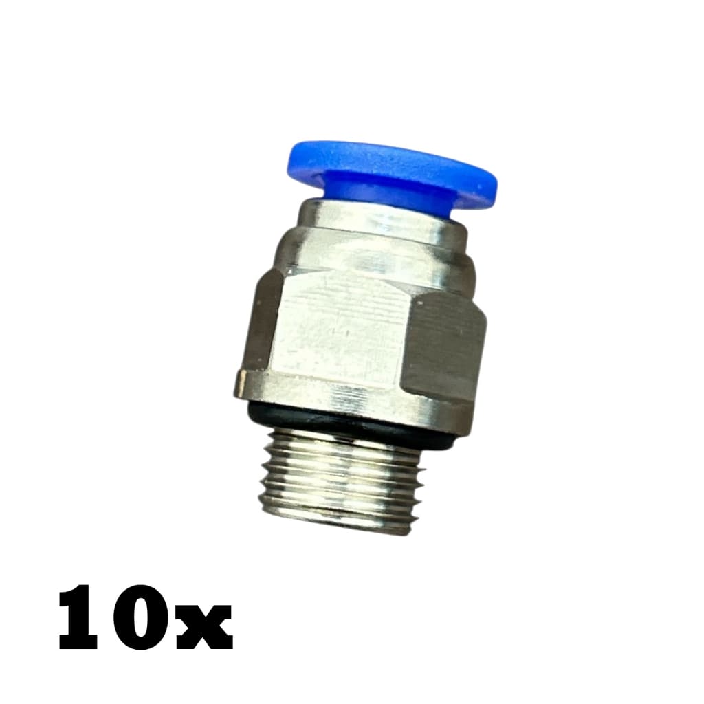 10x Conexão Pneumática Reto Macho Rosca 1/4 Bsp Tubo 8mm