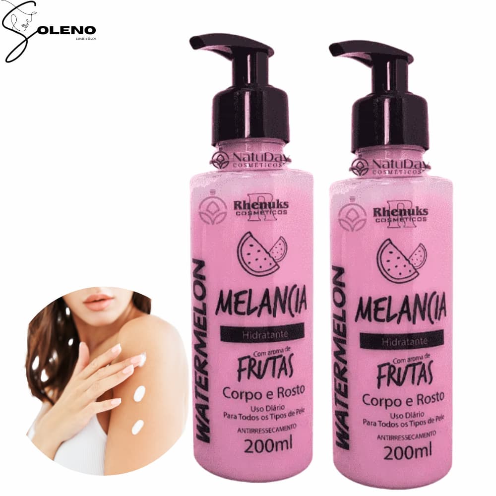 2 Cremes Hidratantes Melancia Maciez Absorção Rápida Perfumado com Duração Longa Pele Sedosa 200Ml