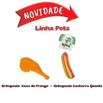Brinquedo Pets Coxa de frango vinil com Apito + Brinquedo Cachorro Quente com Apito/Mordedor,Pets para Cão e Felinos