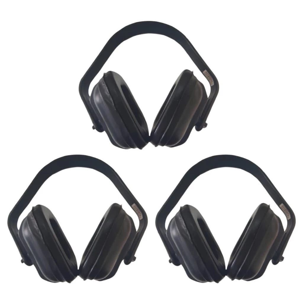 Kit 3 Abafador de Ruído tipo concha Preto Protetor Auricular Tipo Concha com CA