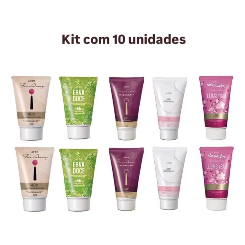 KIT COM 10 DESODORANTES EM CREME SORTIDOS - AVON 50G