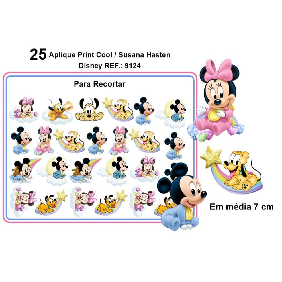 Aplique Termocolante Patche Para Roupas e Fraldas Bebê Minnie Mickey