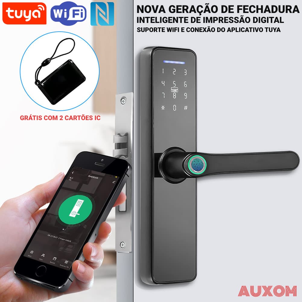 Tuya APP WIFI Fechadura Digital Biométrica Inteligente Com Corpo De Trava