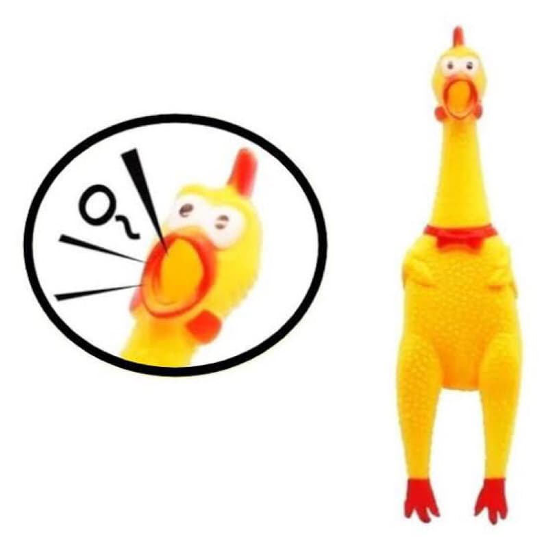 Brinquedo Interativo galinha amarela 16cm com apito