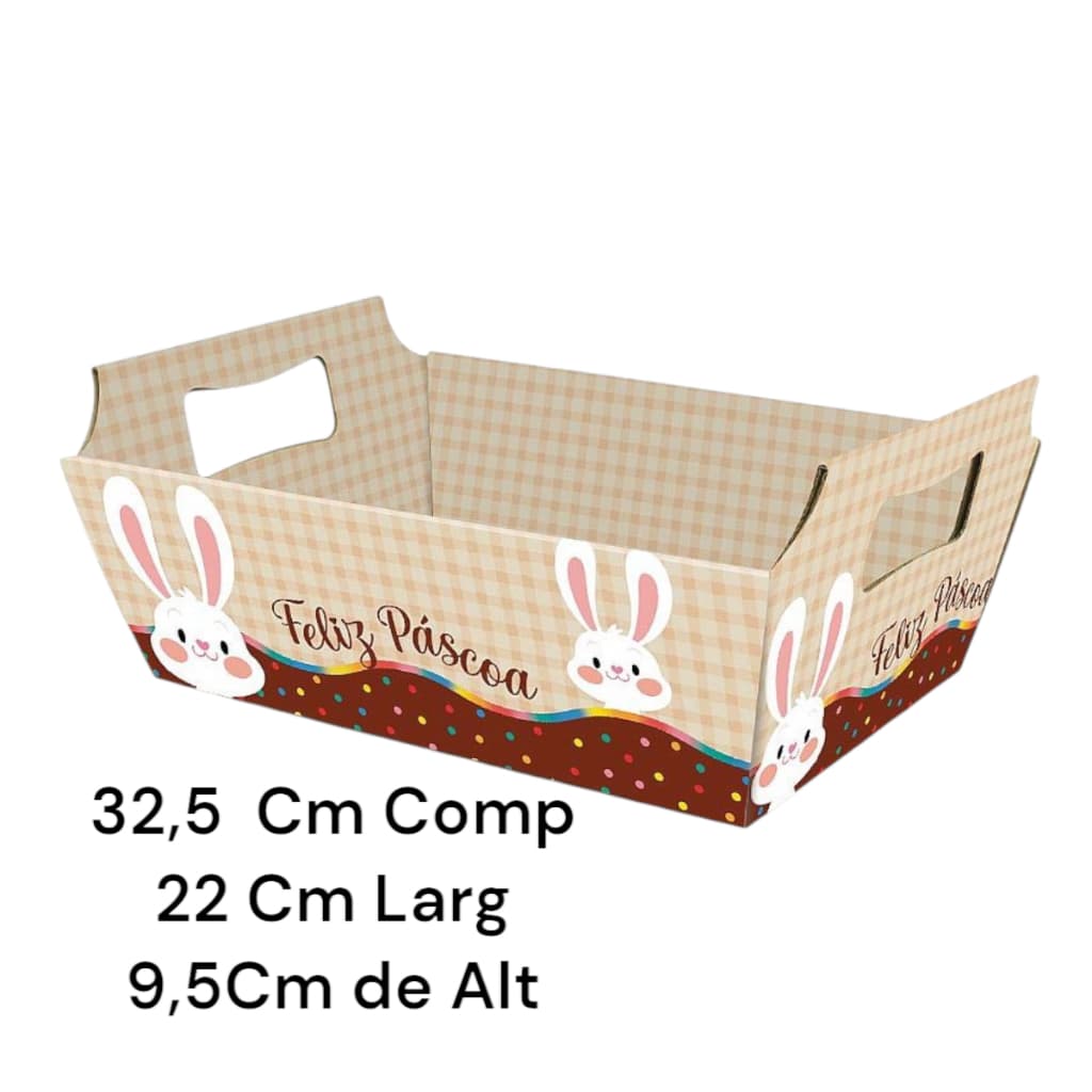 Cesta de Papelão Pascoa Feliz -Para presentear e decorar-Super Oferta