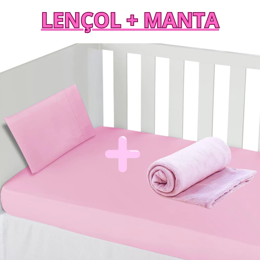 Kit Lençol de Berço Padrão Americano + Mantinha bebe