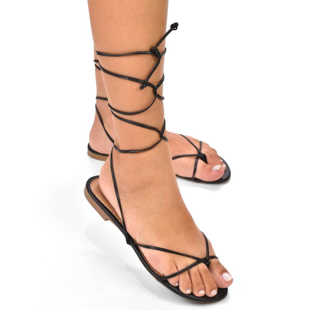 Sandália Feminina Flat Rasteirinha Amarração Delicada Verão Gladiadora Moda Tendência Hope Shoes