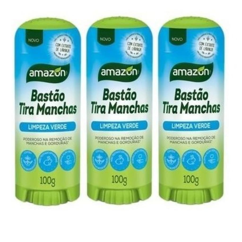 Kit 3 Bastões Tira Manchas-Poderoso Na Remoção De Manchas Gorduras 100G Amazon