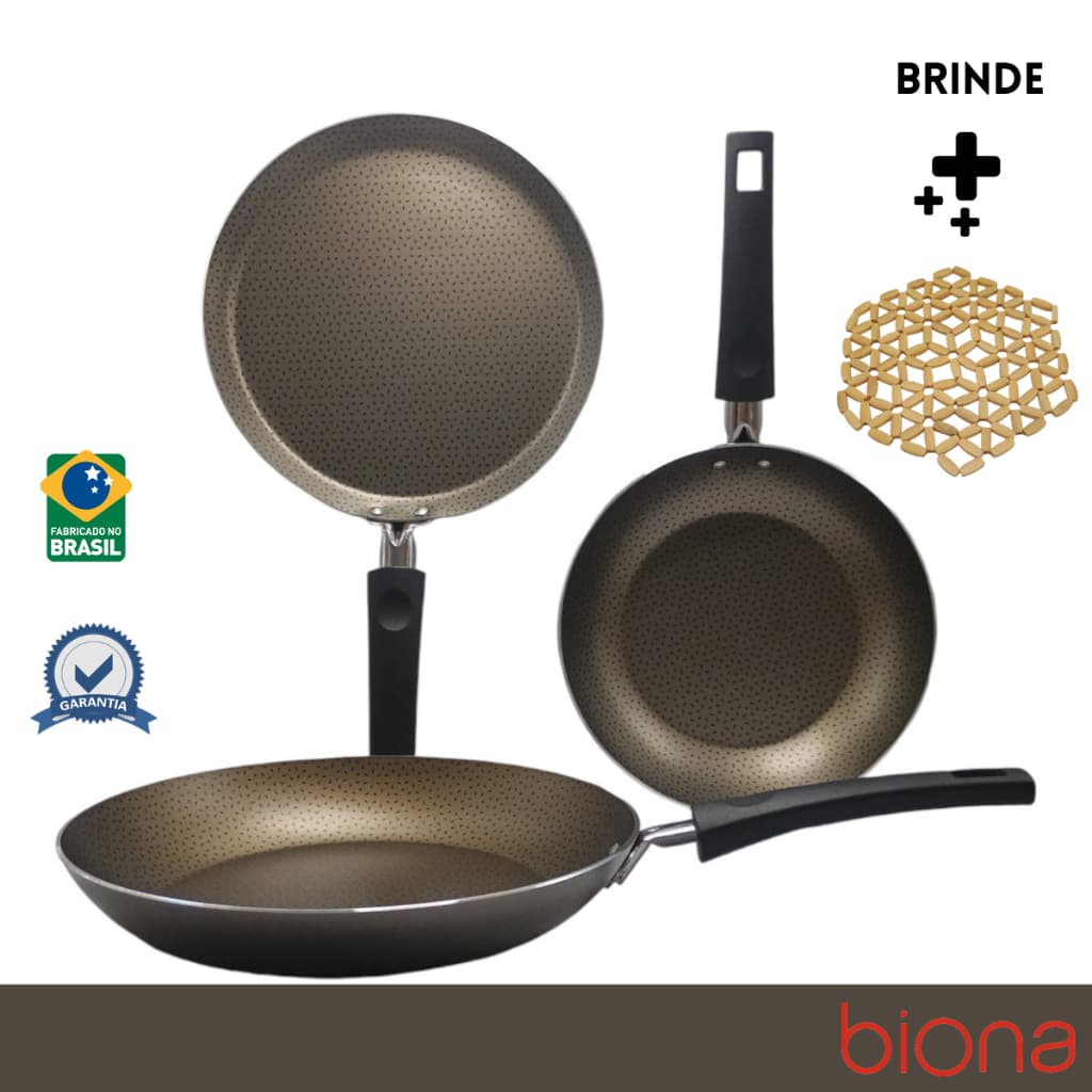 Jogo kit frigideira antiaderente e tapioqueira Oxford- 3 Peças