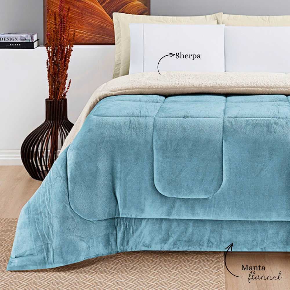 Coberdrom Cobertor - King/Queen/Solteiro - Macio Dupla Face - Manta Flannel Tecido Sherpa