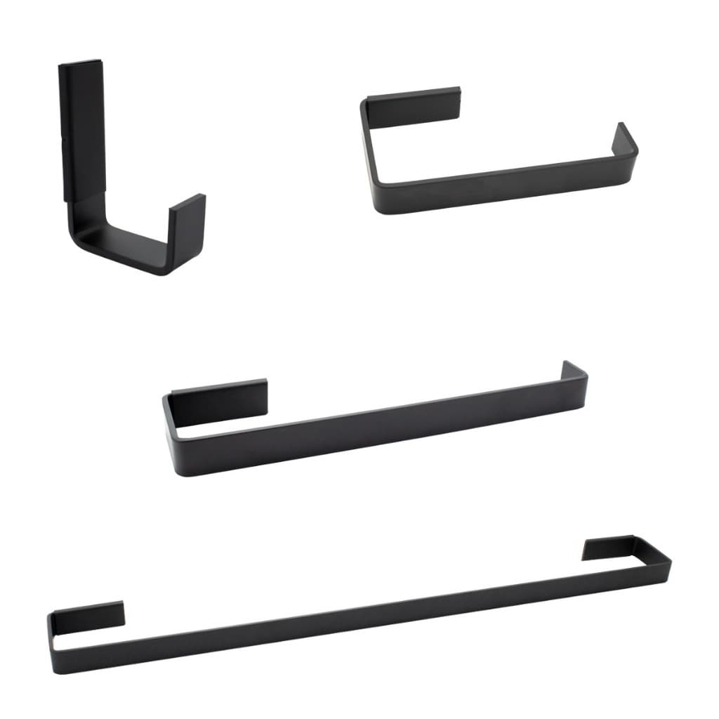 Kit Acessório De Banheiro 4 Peças Preto Fosco Quadrado