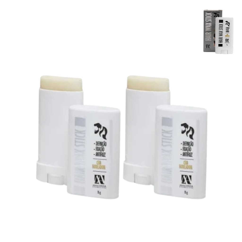 2Un Cera Modeladora Capilar Batom Anaconda Hair WAX Stick Anti Frizz 15g