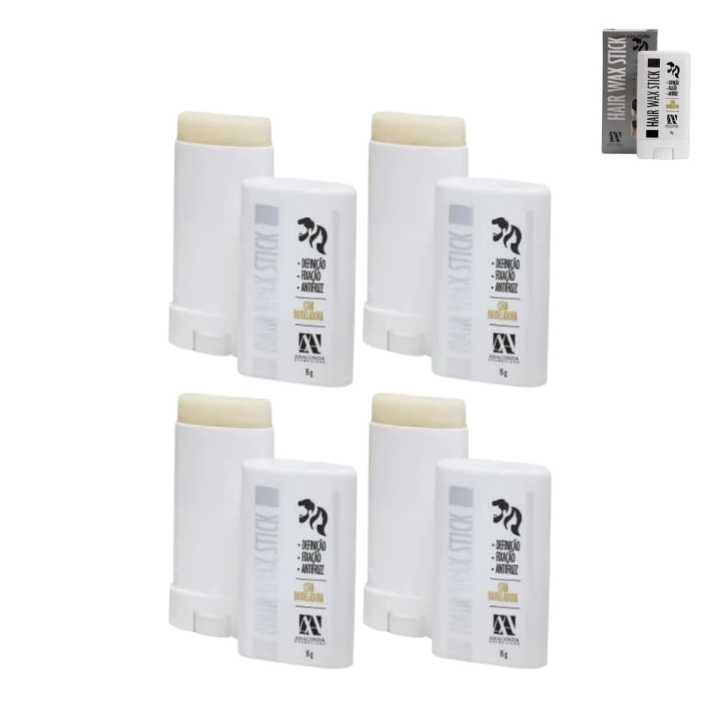 4 Ceras Modeladoras Capilar Batom Anaconda Hair WAX Stick Anti Frizz 15g