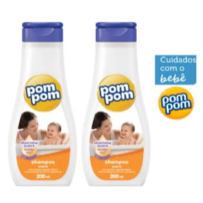 Kit 2 Shampoo Infantil Pom Pom Suave 200ml - Não Irrita os Olhos