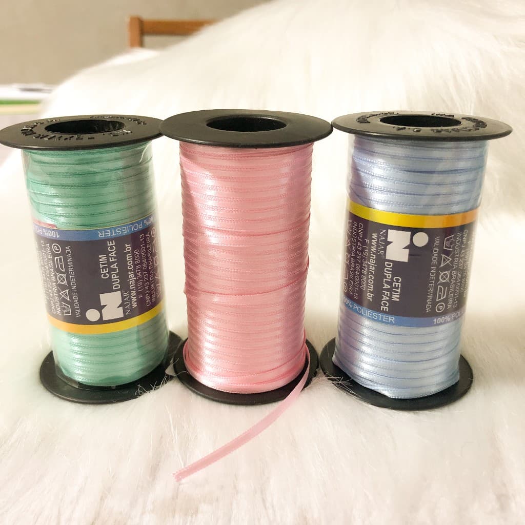 Fita de Cetim Fina, 5 METROS, 3mm 50/00, Najar, várias cores, fita cetim fina