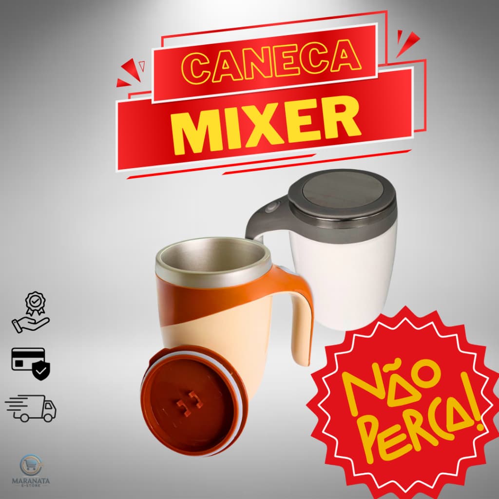 Caneca Mixer Inox Automática Elétrica Misturador 380ml Magnética Copo Térmico