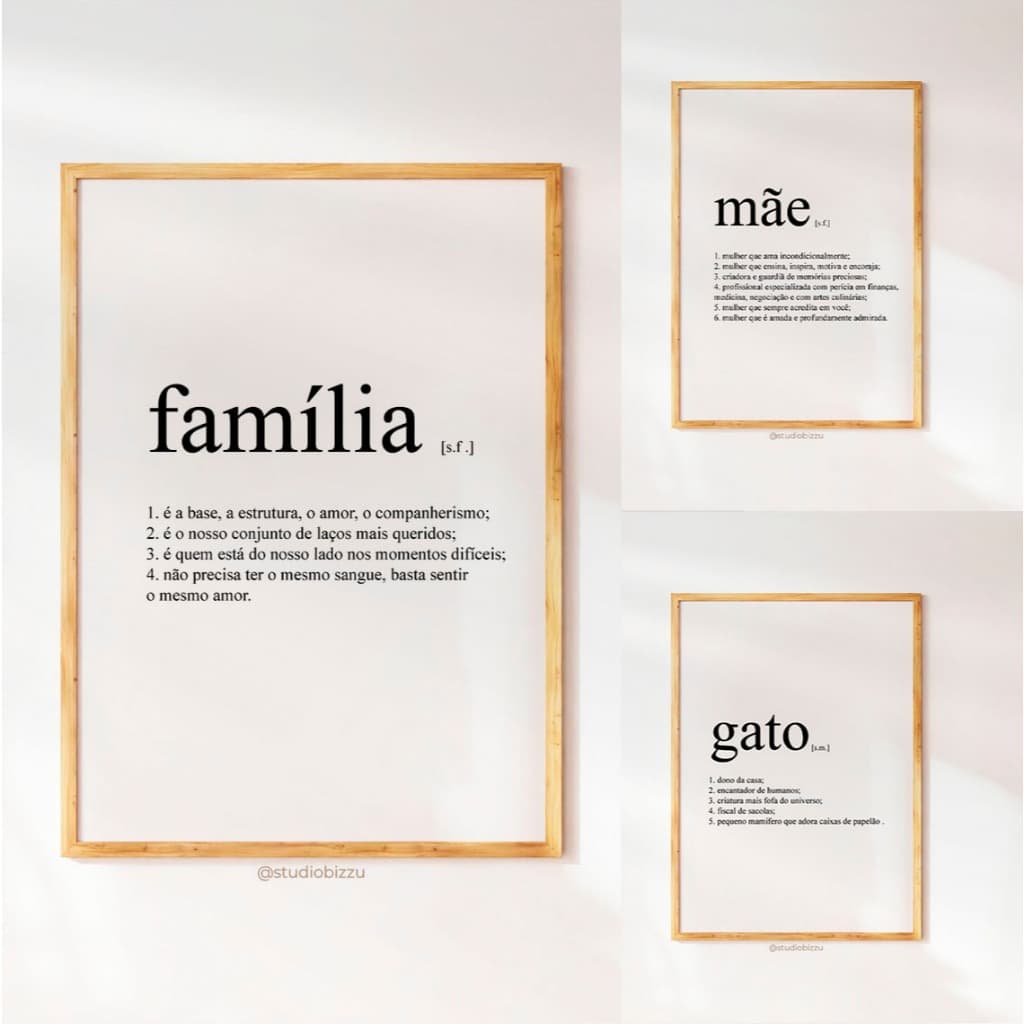 Quadros Decorativos Afetivos com Frase de Mãe, Pai, Lar e Família