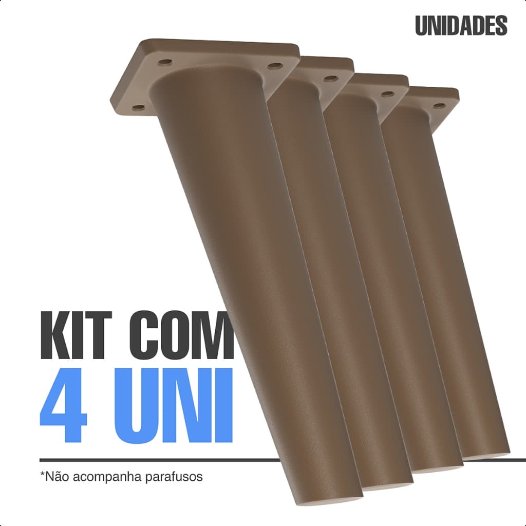 Conjunto de 4 unidades de Pés para Moveis de Quarto, Cozinha, Sala, Polipropileno Anti-Umidade