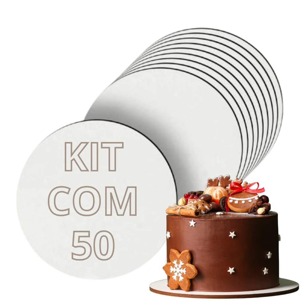 Kit 50 Cake Board 30cm de MDF Base Para Bolo Redondo Resistente