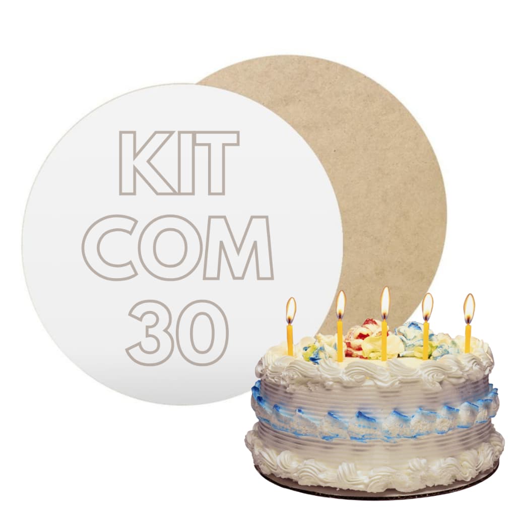 Kit 30 Cake Board 22cm Base Para Bolo de Mdf Redondo Resistente