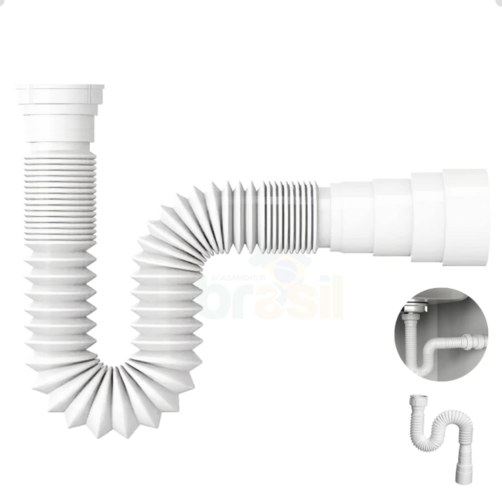 Sifão Banheiro/Lavatório/Cozinha de ABS Branco Universal