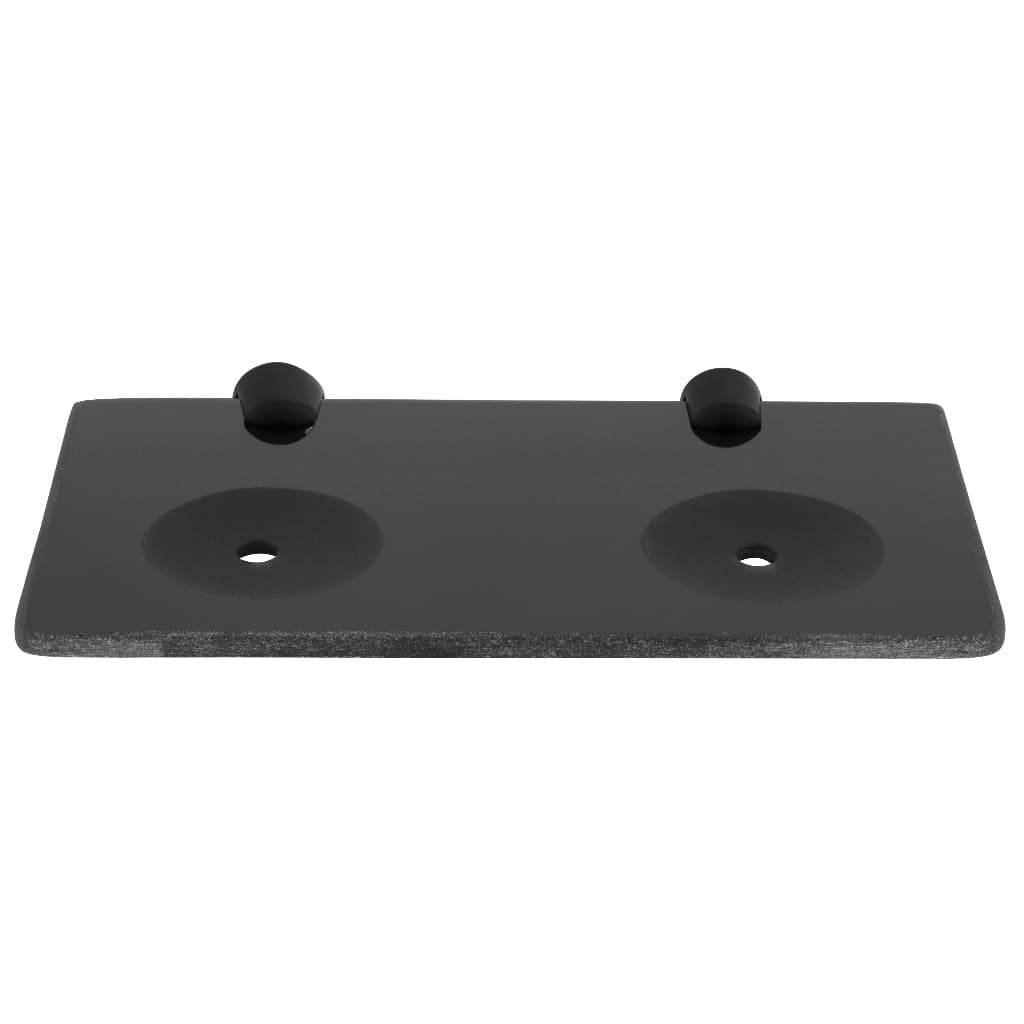 Saboneteira Dupla Para Banheiro De Vidro Com Furo Para Escoar A Água 6mm Preto Fosco.