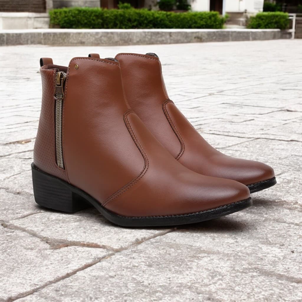 Bota Feminina Coturno Bico Fino Ziper Coturno Feminino Moda Promoção