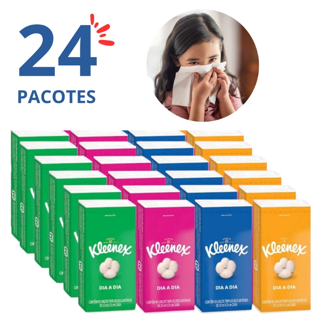 Kit 24 Lenços de Bolso Kleenex Dia a Dia Folha Tripla Macia Lembrancinhas de Casamento