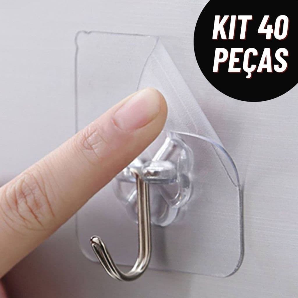 Kit Ganchos Adesivo Parede Super Aderência Transparente