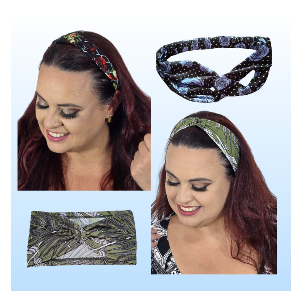 Tiara de Cabelo Turbante Faixa Estampado 3 em 1 Pulseira/Chucha Modelos