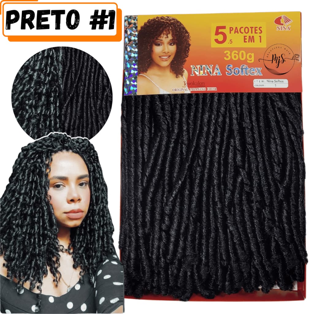 Cabelo Original Nina Softex Crochet Braids Fibra Sintética Pacotão 5 em 1 360 Gramas