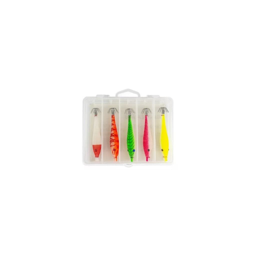 Kit 5 Iscas Zangarilho Pesca Lula 3,8cm Estojo Cores Variada
