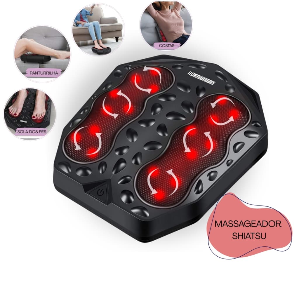 Massageador Elétrico de Pés Shiatsu com Aquecimento Fisioterapia Relaxamento Alívio de Dor e Estresse 110v