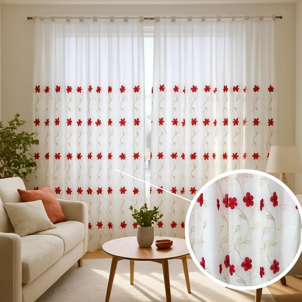 CORTINA 4,00 X 2,70 PARA SALA BORDADA ILHÓS CROMADO