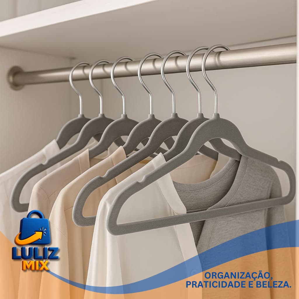 Kit Cabides Veludo Para Roupas Adulto 10 20 Unidades Fino Resistente Cabide Bonito