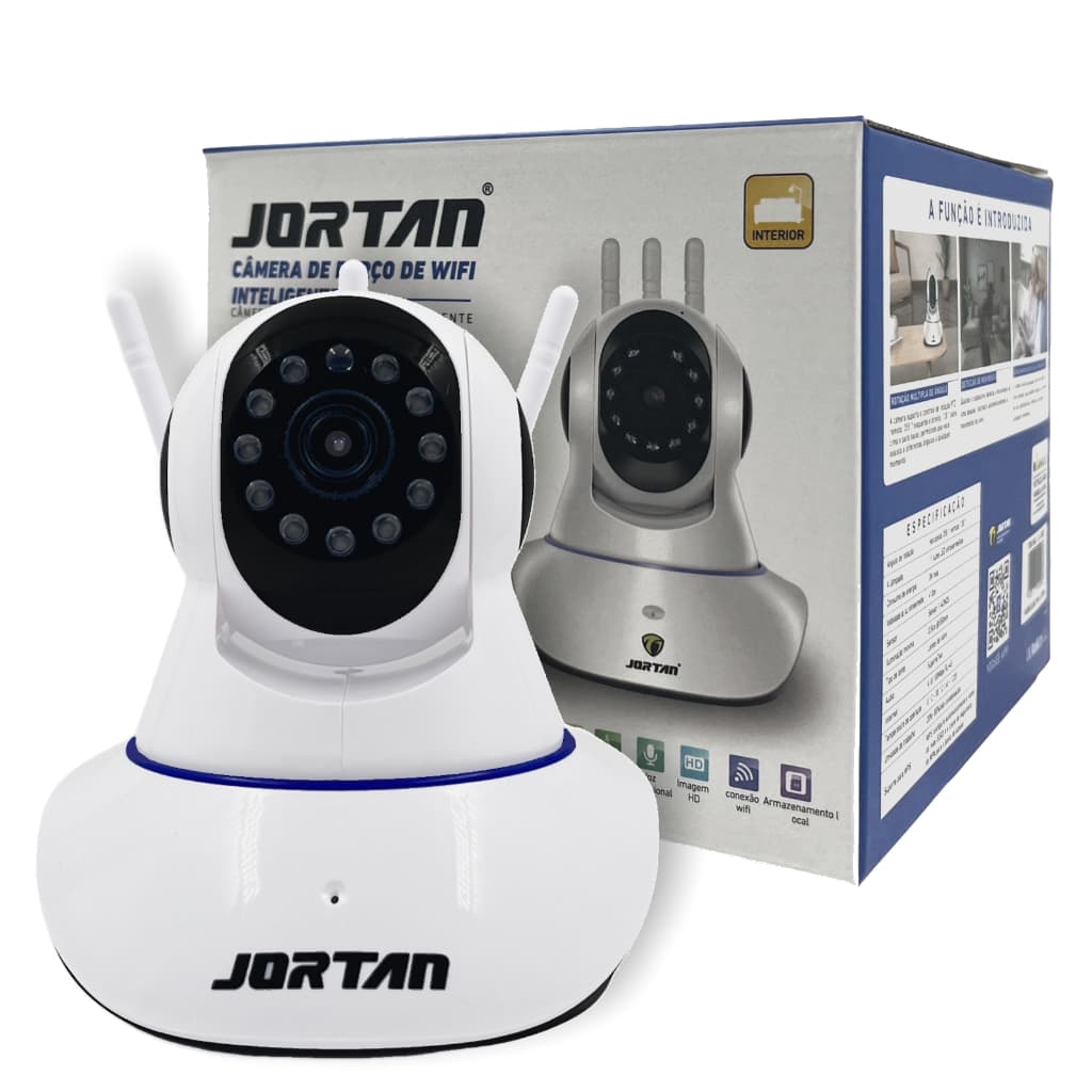 Câmera IP Wi-Fi Jortan – 3 Antenas Com infravermelho sensor de movimento.
