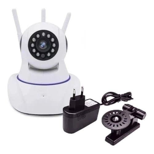 CÂMERA COM ÁUDIO Ip 360° 3 Antenas Hd Wifi Visão Noturna Alarme