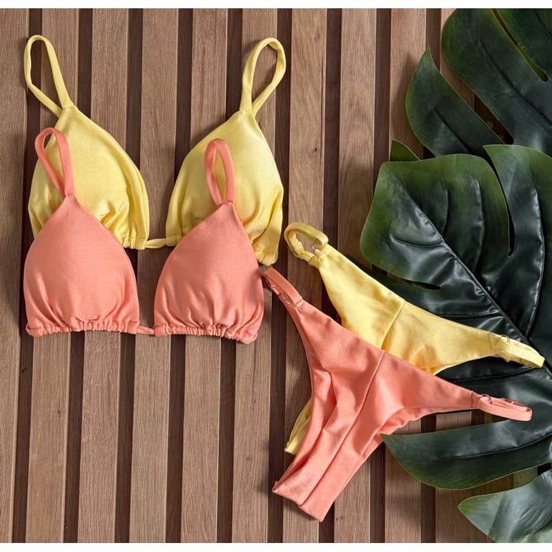Kit 2 Biquínis de fita marquinha verão Kit biquíni cortininha poliamida forrado com bojo regulador