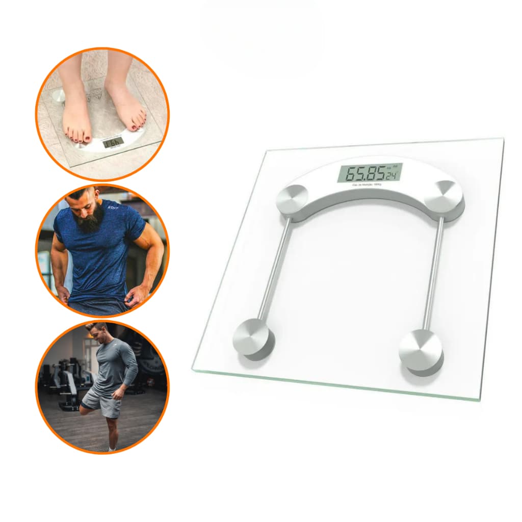 Balança Corporal Digital Com Vidro Temperado Premium Até 180kg Controle Compacto Casa Academia